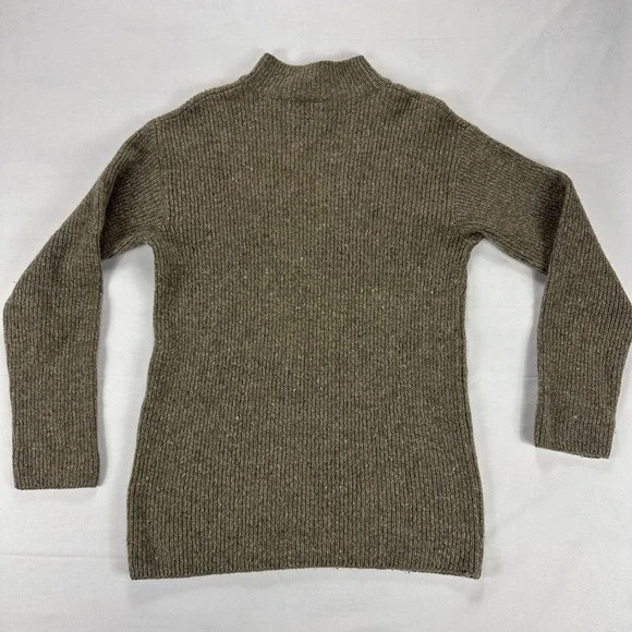 Agnès b. Wool Mock Neck Ribbed Sweater Brown Chunky Knit Pullover Size 1